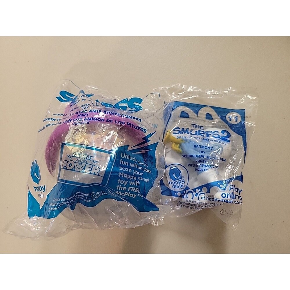 Smurfs Purple top House & Smurf #11 Harmony‎ McDonald’s Toys Lost Village sealed
